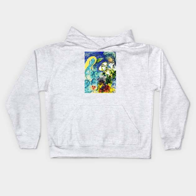 The Vase and the Woman by Marc Chagall Wall Kids Hoodie by rnstcarver